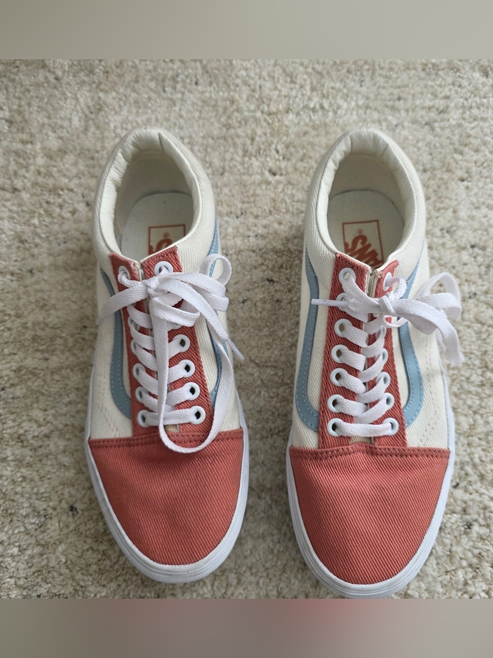 Vans Two-Tone Canvas Sneakers in Rust and Light Blue